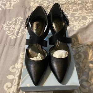 Strapped black heels